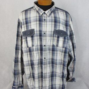 Buffalo David Bitton Blue Grey Plaid Long Sleeve